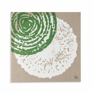 Art | Vintage Tile Stretched Canvas Print In Evergreen And White