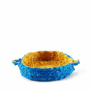 Baskets & Storage | Small Round Nesting Tray In Blue And Yellow