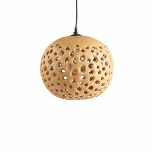 Candles & Lighting | 14" Ceramic Hanging Lantern In Tan