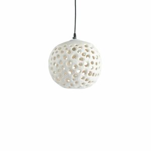 Candles & Lighting | 10" Ceramic Hanging Lantern In White