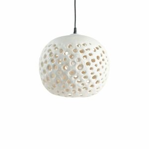 Candles & Lighting | 14" Ceramic Hanging Lantern In White