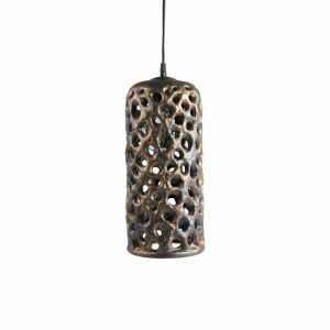 Candles & Lighting | Large Cylinder Hanging Lantern In Bronze