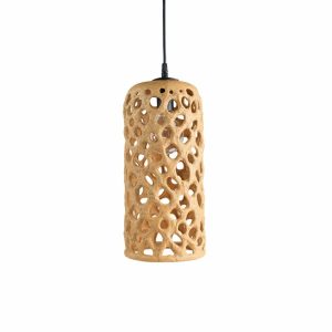 Candles & Lighting | Large Cylinder Hanging Lantern In Tan