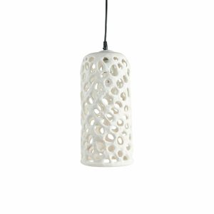 Candles & Lighting | Large Cylinder Hanging Lantern In White