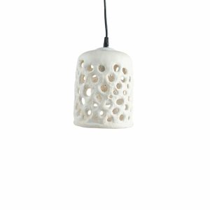 Candles & Lighting | Small Cylinder Hanging Lantern In White