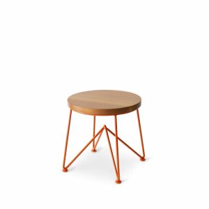 Furniture | Quarter Sawn Oak Stool With Red Orange Base