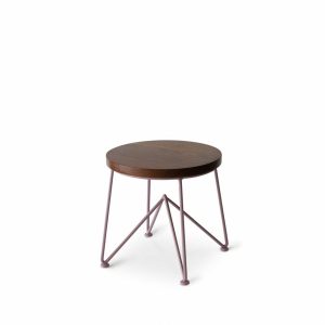 Furniture | Walnut Stool With Mauve Base