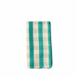 Napkins | Cotton Check Napkin In Green And Off White