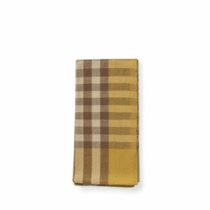 Napkins | Grid Napkin In Mustard (Set Of 2)