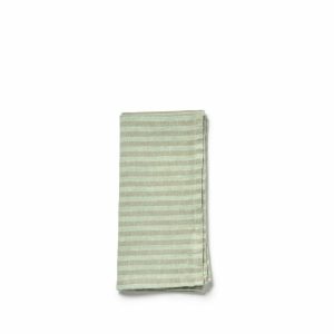 Napkins | Irish Linen Striped Napkin In Kitchen Green