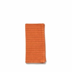 Napkins | Irish Linen Striped Napkin In Tomato