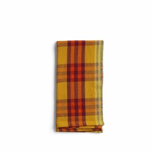 Napkins | Waffle Plaid Napkin In Naranja (Set Of 2)