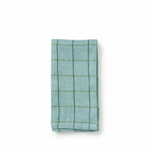 Napkins | Windowpane Napkin In Powder Blue And Apple Green