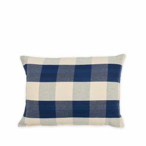 Pillows & Throws | Cotton Check Pillow In Navy Blue And Off-White