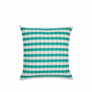 Pillows & Throws | Cotton Check Square Pillow In Green & Off-White