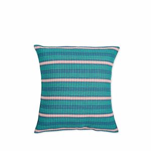 Pillows & Throws | Cotton Tartan Square Pillow In Green, Navy Blue & Red