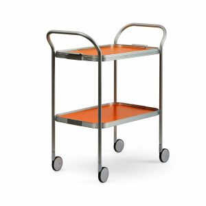 Serving | Ribbed Trolley In Burnt Orange And Silver