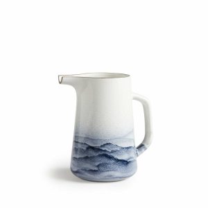 Vases & Objects | Large Pitcher In Midnight And Opaque White Watercolor