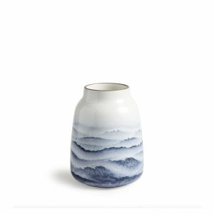 Vases & Objects | Wide Vase In Midnight And Opaque White Watercolor