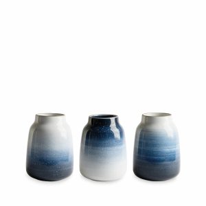 Vases & Objects | Wide Vase In Midnight, Stillwater, And Opaque White