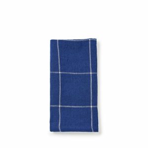 Napkins | Windowpane Napkin In Cobalt Blue