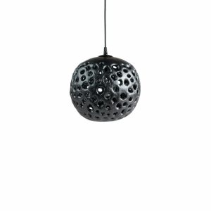 Candles & Lighting | 10" Ceramic Hanging Lantern In Black