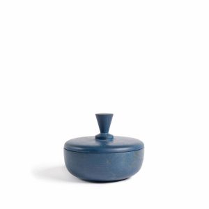 Vases & Objects | Wide Container With Triangle Lid In Denim